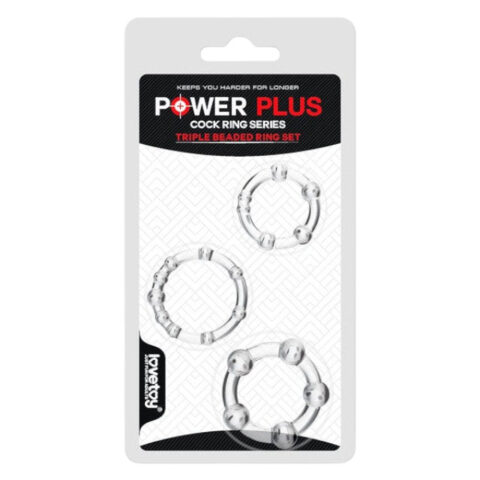 LOVETOY Power Plus – set de 3 inele texturate, transparent