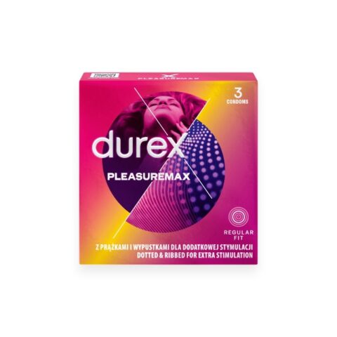 Durex Pleasure Max – prezervative texturate, 56 mm, 3 bucăți