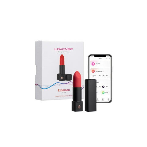 Vibrator bullet LOVENSE - EXOMOON, control prin aplicație, 10 moduri presetate, selectabile direct de pe dispozitiv, culoarea negru și roșu, 11.5 cm